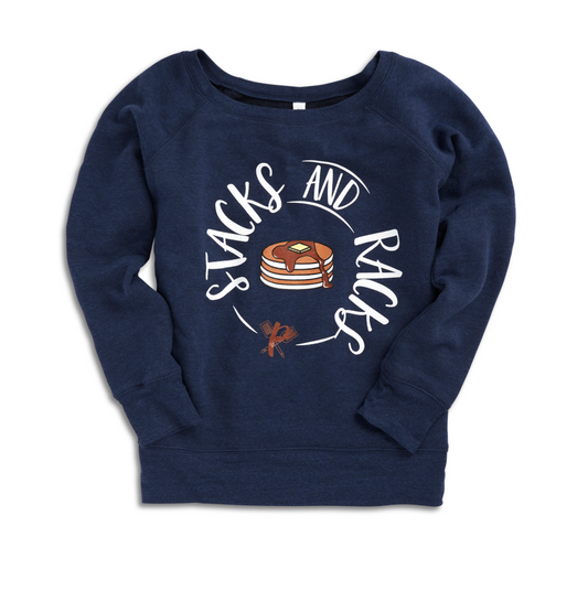 Women's Wide Neck Sweatshirt - Navy